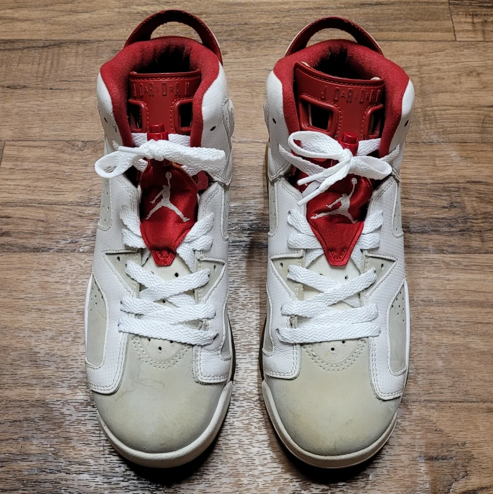 Nike Boys Air Jordan 6 Retro 384665-113 Red White Sz 6.5 / Sz 8 women - Picture 2 of 10